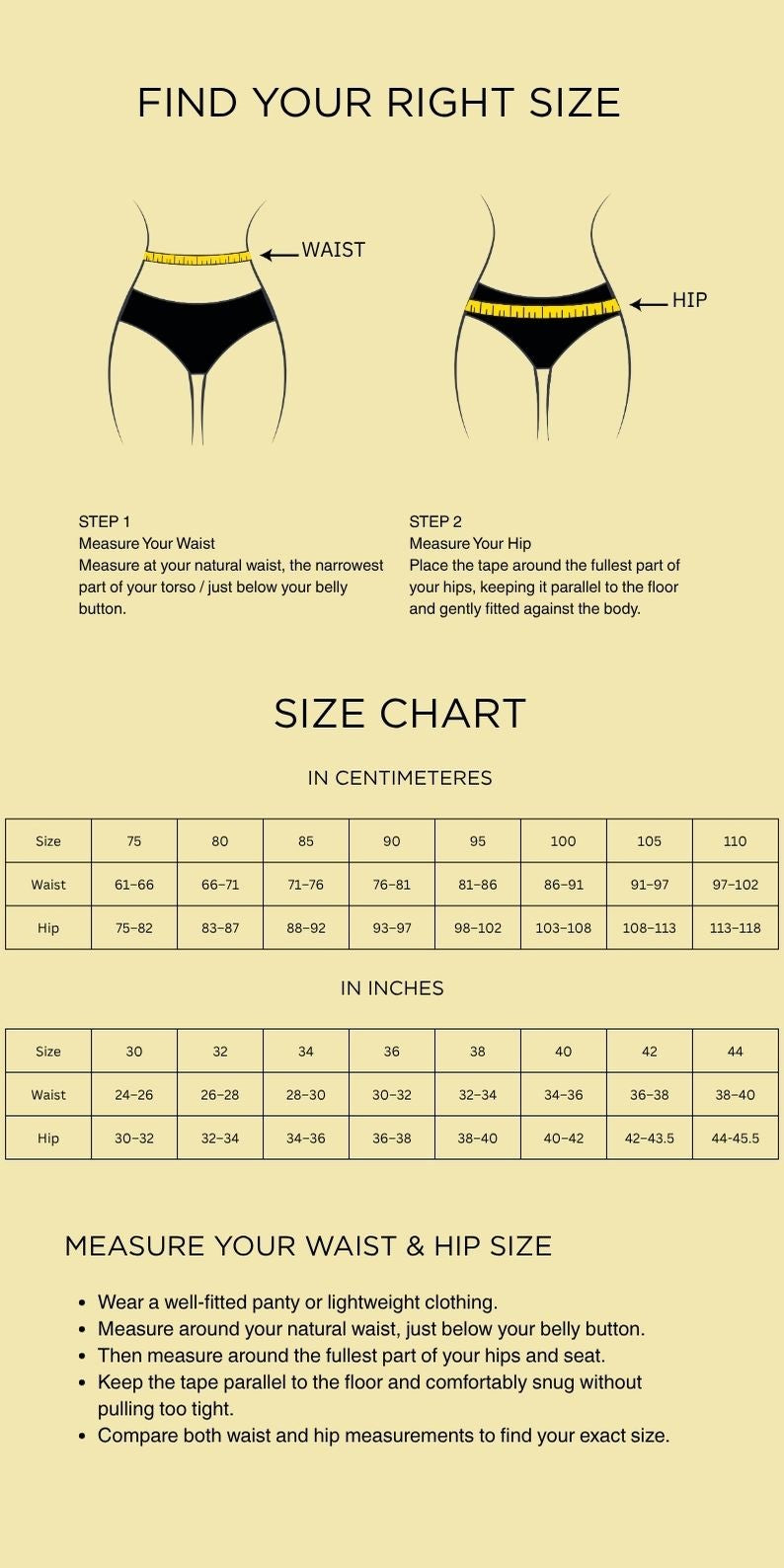 Size Guide Desktop